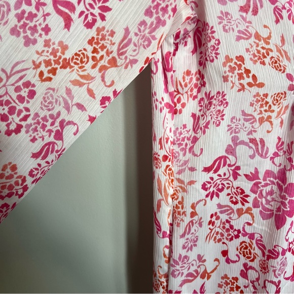 Oscar De La Renta Pink Label Lightweight Robe House Coat-Pink Floral-Small - Picture 6 of 9